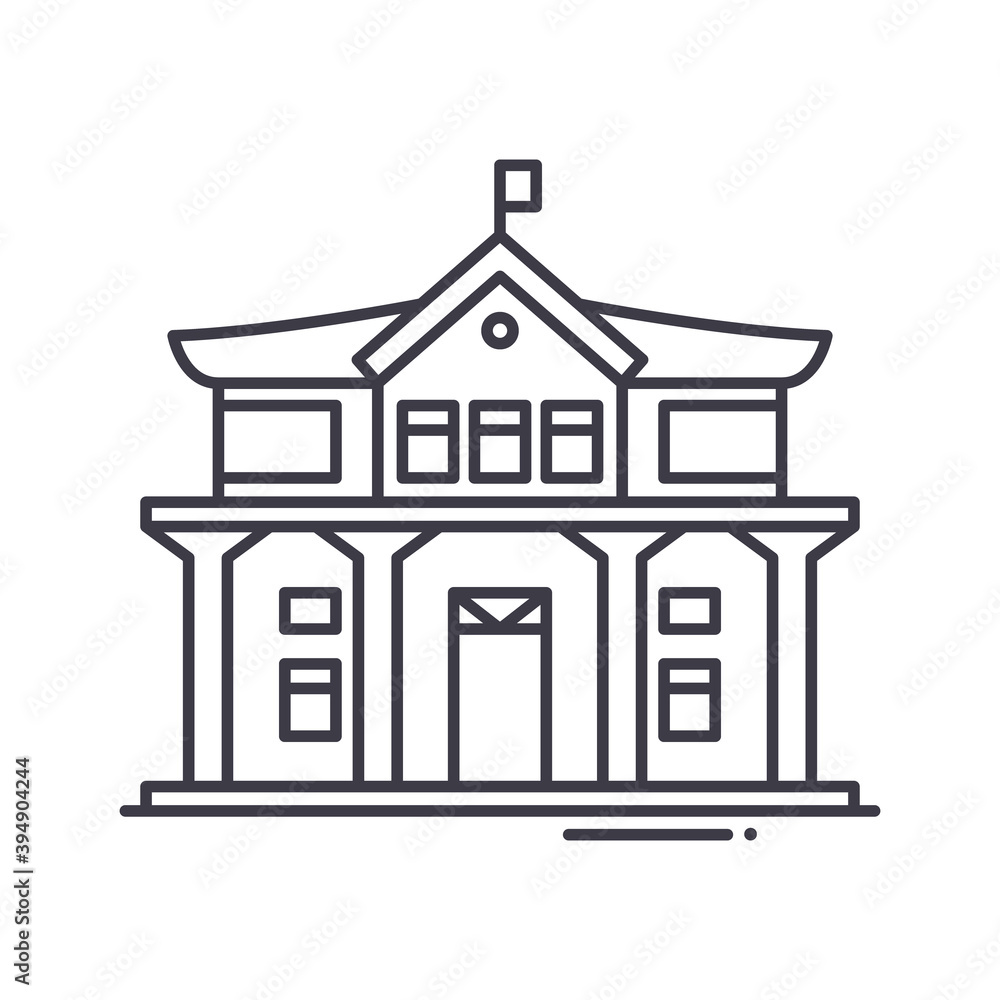 Palace icon, linear isolated illustration, thin line vector, web design sign, outline concept symbol with editable stroke on white background. Palace icon, linear isolated illustration, thin line vector, web design sign, outline concept symbol with editable stroke on white background.