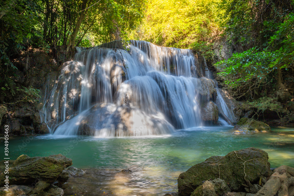 Huay Mae Khamin Waterfall consists of 7 levels. It is a beautiful waterfall in deep forest. It is an important and popular tourist destination in Kanchanaburi, Thailand. Huay Mae Khamin Waterfall consists of 7 levels. It is a beautiful waterfall in deep forest. It is an important and popular tourist destination in Kanchanaburi, Thailand.
