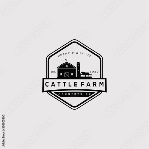 Cattle farm, barn logo vector illustration design