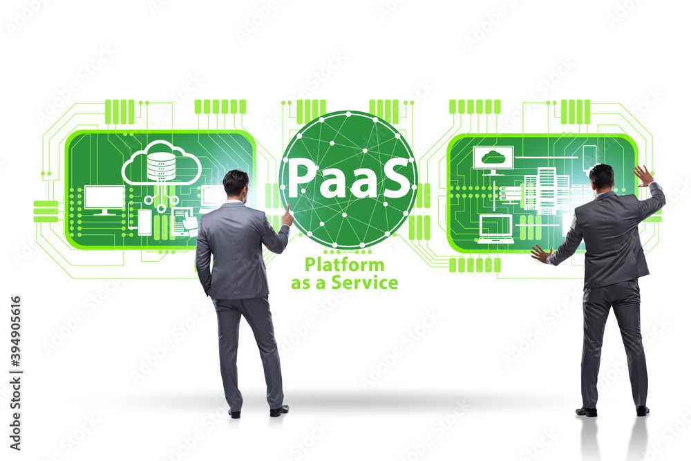 Platform as a service concept with businessman Platform as a service concept with businessman
