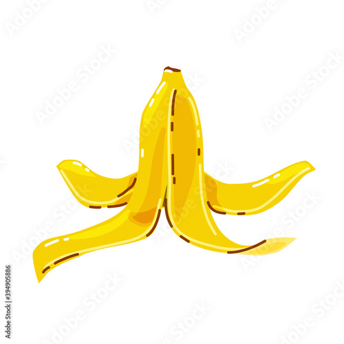 Banana peel on a white background. Vector illustration.