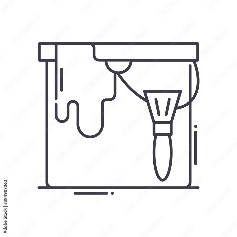 Paint bucket icon, linear isolated illustration, thin line vector, web design sign, outline concept symbol with editable stroke on white background.