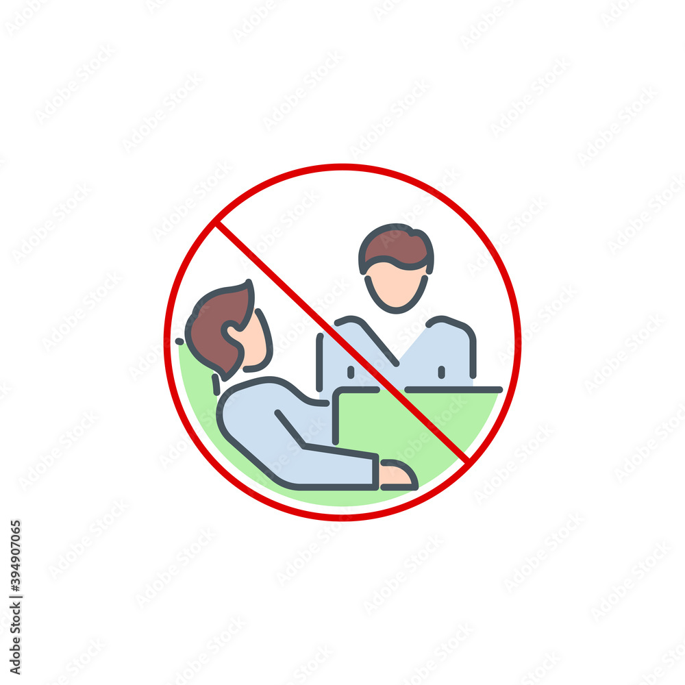avoid contact with infected and sick people single line icon isolated on white. outline symbol Prevention contact infection Coronavirus Covid 19 banner. Stop virus spread element with editable Stroke