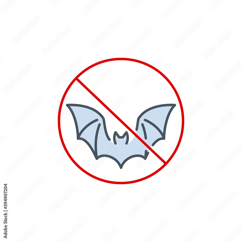 avoid contact with wild animals, Stop eating wild animals soup white background,Coronavirus disease COVID 19 prevention, forbidden consumption and farming of bat vector color icon with editable Stroke avoid contact with wild animals, Stop eating wild animals soup white background,Coronavirus disease COVID 19 prevention, forbidden consumption and farming of bat vector color icon with editable Stroke