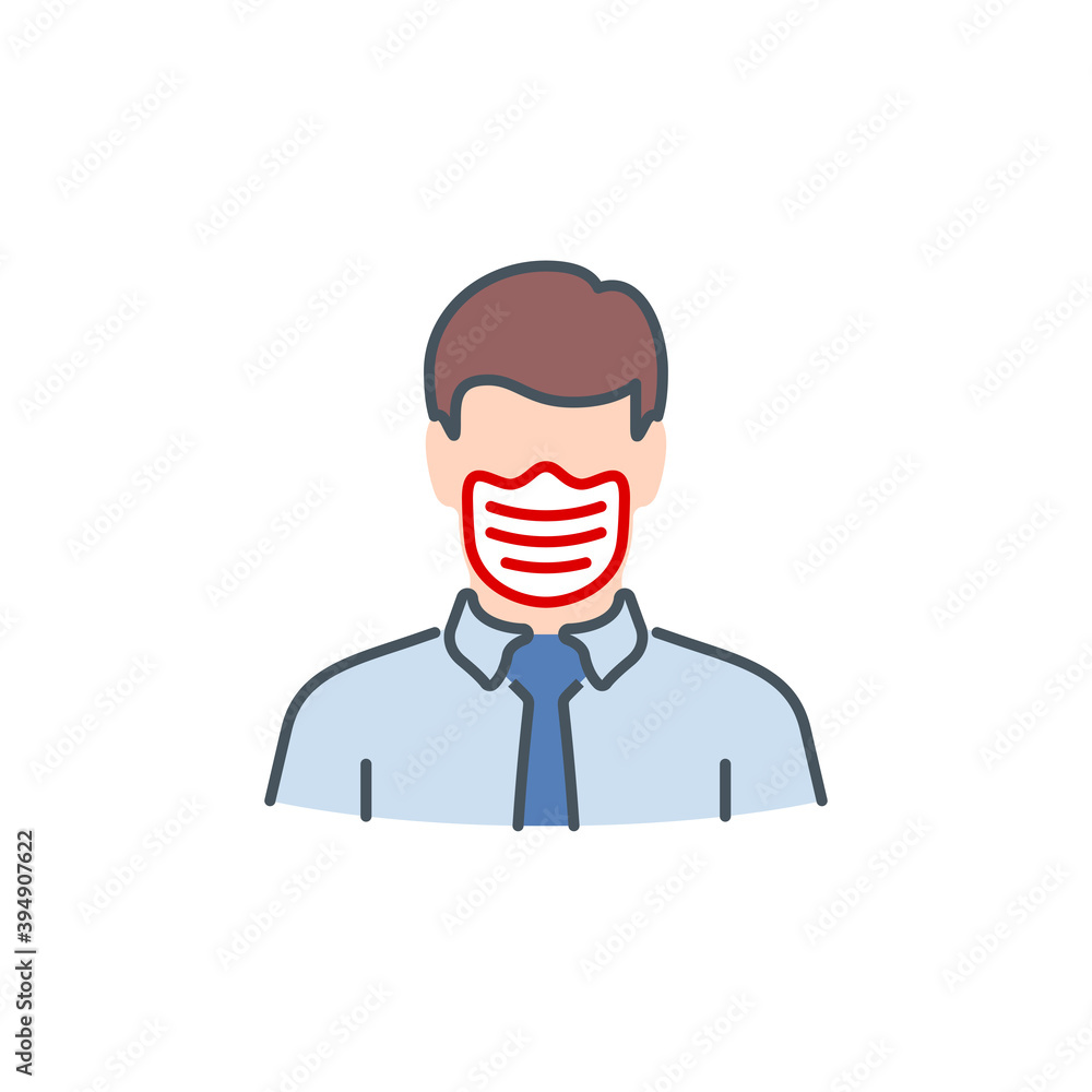 No Face Mask, No Entry Wrong and Right Wear red line Icon banner isolated on white background. No entry without face mask sign. Coronavirus covid19 prevention creative illustration banner.