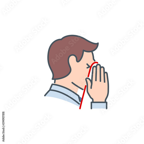 runny and stuffy nose, nasal congestion Signs and symptoms Coronavirus single line icon isolated on white. Perfect outline symbol symptoms Covid19 banner diagnostic design element with editable Stroke