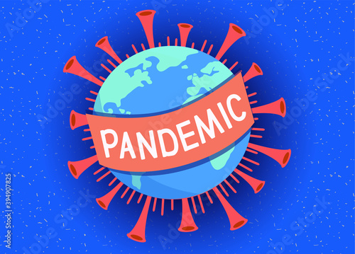 Pandemic banner medical concept with dangerous cells. Coronavirus outbreak. Abstract 2019-nCoV background.