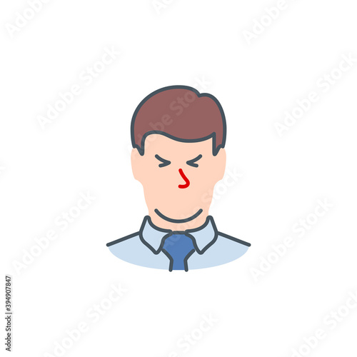 runny and stuffy nose, nasal congestion Signs and symptoms Coronavirus single line icon isolated on white. Perfect outline symbol symptoms Covid19 banner diagnostic design element with editable Stroke