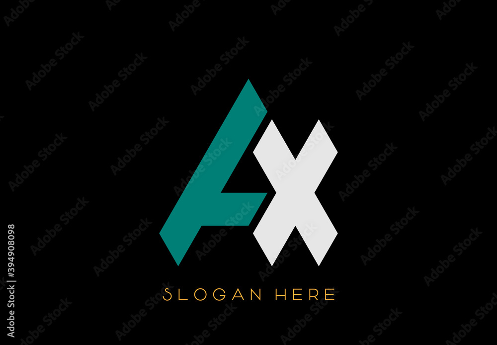 connected letter X with A, white blue color AX logo design on black background connected letter X with A, white blue color AX logo design on black background