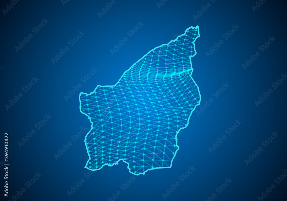 Abstract digital map of san Marino with particles dots and line. polygonal network business. Wireframe landscape background. Big Data. 3d futuristic. Global network connection.