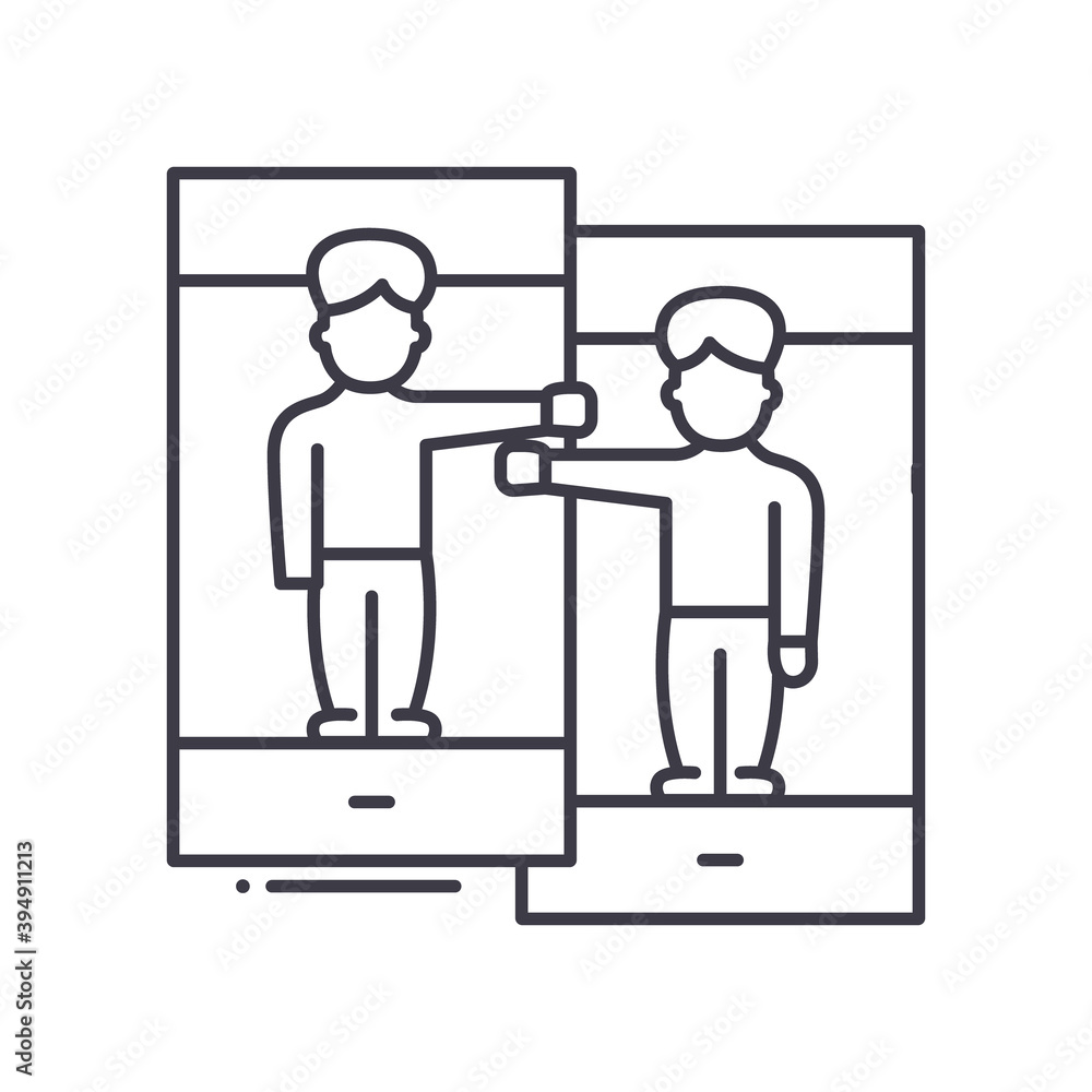 P2p ending icon, linear isolated illustration, thin line vector, web design sign, outline concept symbol with editable stroke on white background. P2p ending icon, linear isolated illustration, thin line vector, web design sign, outline concept symbol with editable stroke on white background.
