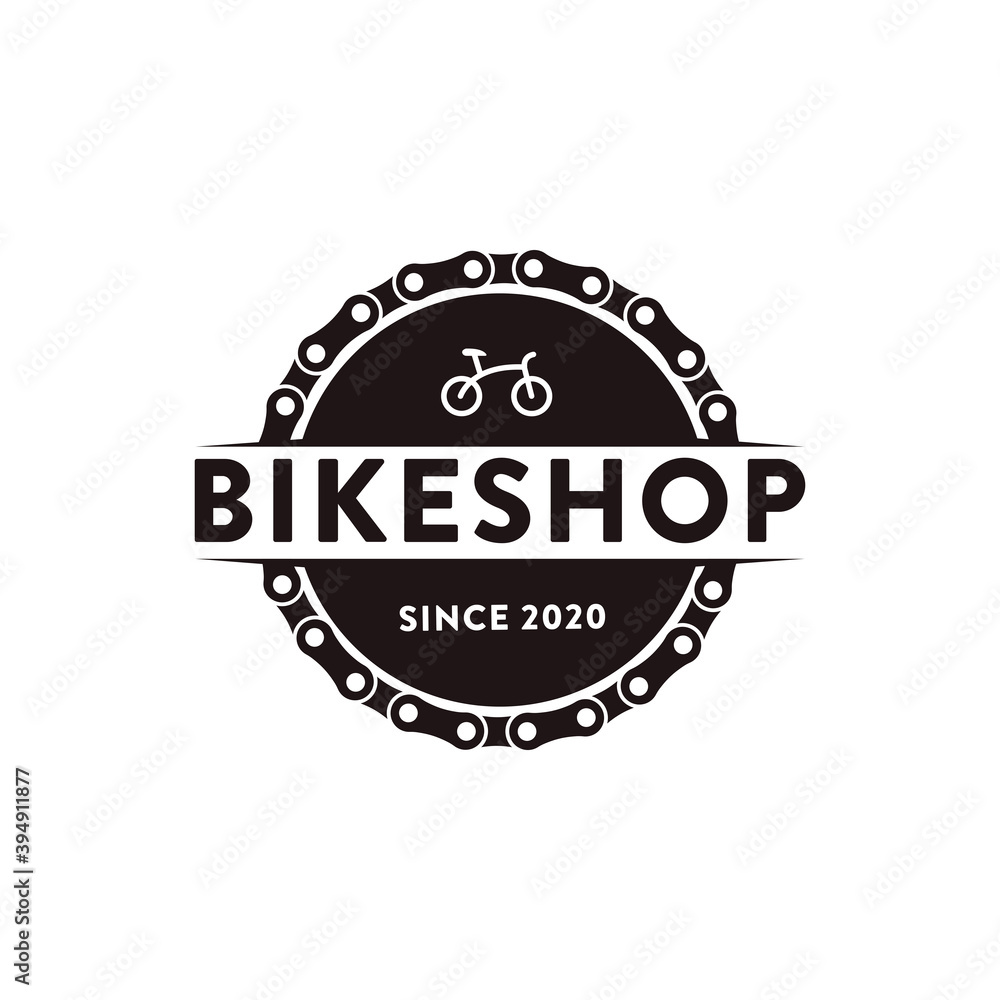 Minimalist badge emblem bicycle, bike, bike shop, bike club logo icon