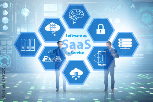 Software as a service - SaaS concept with businessman photo