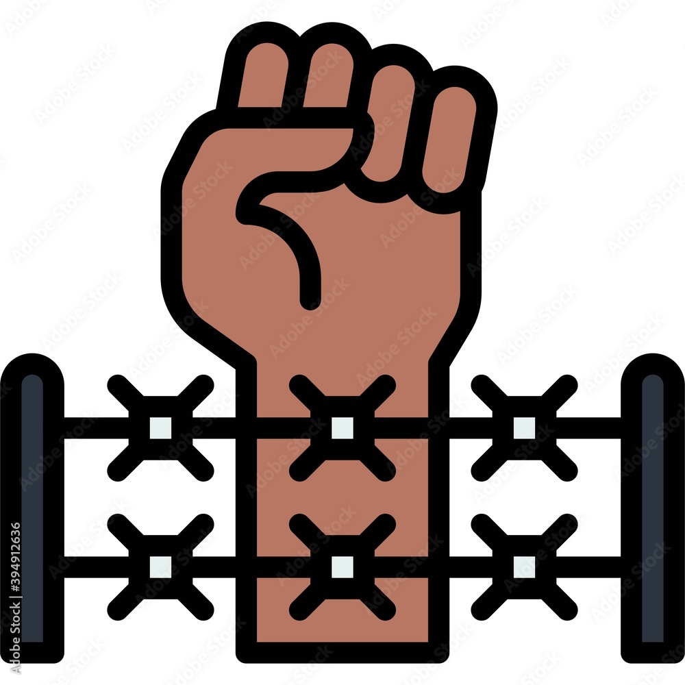 Obraz premium Fist with barbed wire icon, Protest related vector