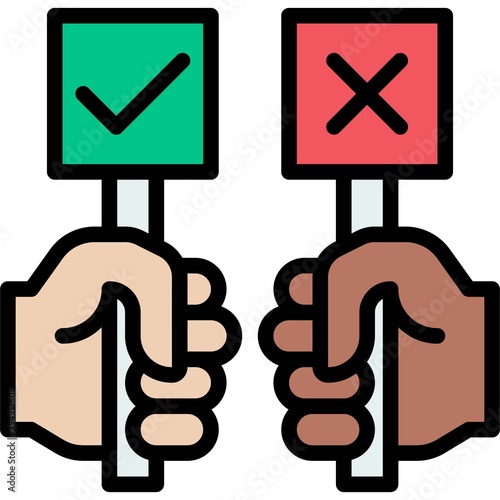 Correct and Incorrect sign icon, Protest related vector