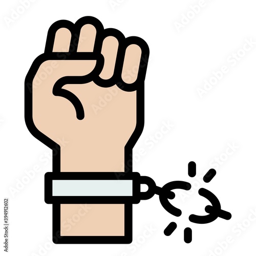 Hand with broken chain icon, Protest related vector