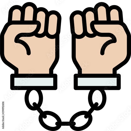 Handcuffed hands icon, Protest related vector
