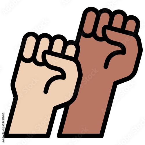 Raised fist icon, Protest related vector