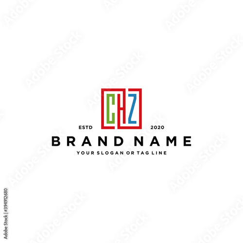 letter CHZ square colorful logo design vector photo