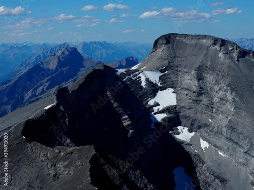 View  towards Mount Sparrowhawk at the summit of Mount Bogart near Spray lake Alberta Canada   OLYMPUS DIGITAL CAMERA photo