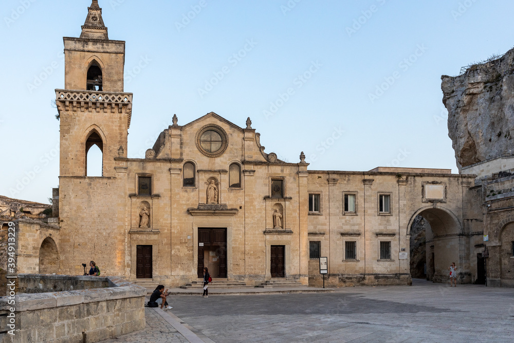  Church of Saint Peter Caveoso n the Sassi di Matera a historic district in the city of Matera. Basilicata. Italy