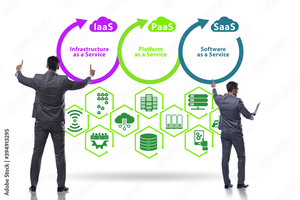 PAAS IAAS SAAS concepts with businessman PAAS IAAS SAAS concepts with businessman