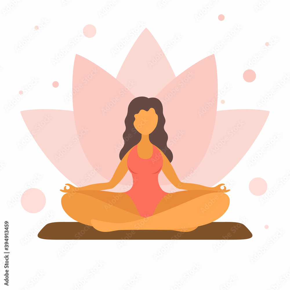 The girl does yoga-Lotus position.