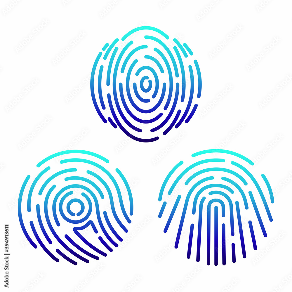 A set of fingerprint identification icons for the app. A set of fingerprint identification icons for the app.