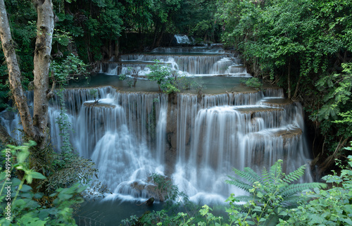 Huay Mae Khamin waterfalls in deep forest at Srinakarin National Park ,Kanchanaburi  Thailand
