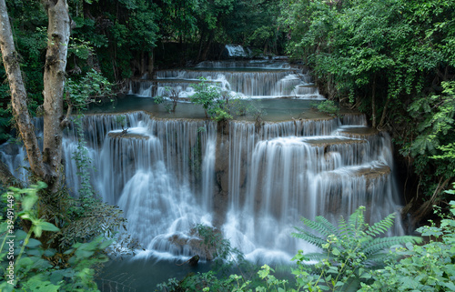 Huay Mae Khamin waterfalls in deep forest at Srinakarin National Park  Kanchanaburi  Thailand