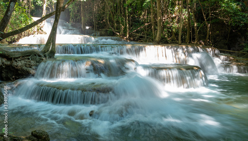 Huay Mae Khamin waterfalls in deep forest at Srinakarin National Park  Kanchanaburi  Thailand