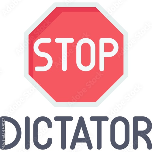 Stop dictator icon, Protest related vector