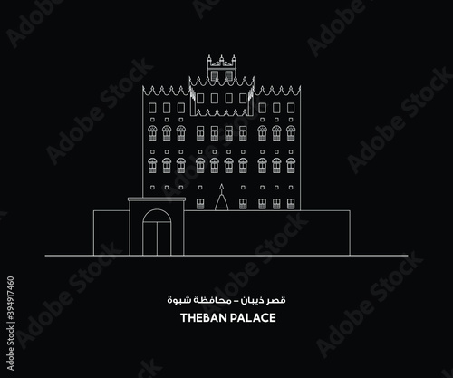 A tour around the governorates of Yemen, a group of vector icons , Yemen landmarks .