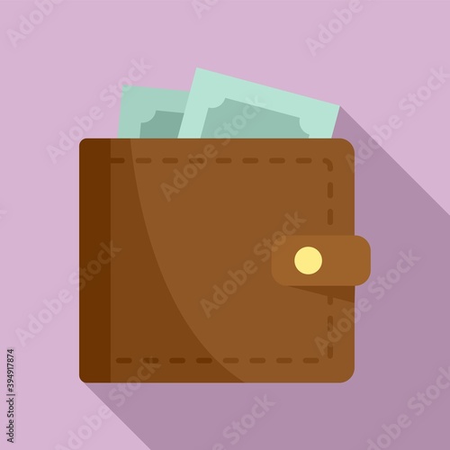 Full money wallet icon. Flat illustration of full money wallet vector icon for web design