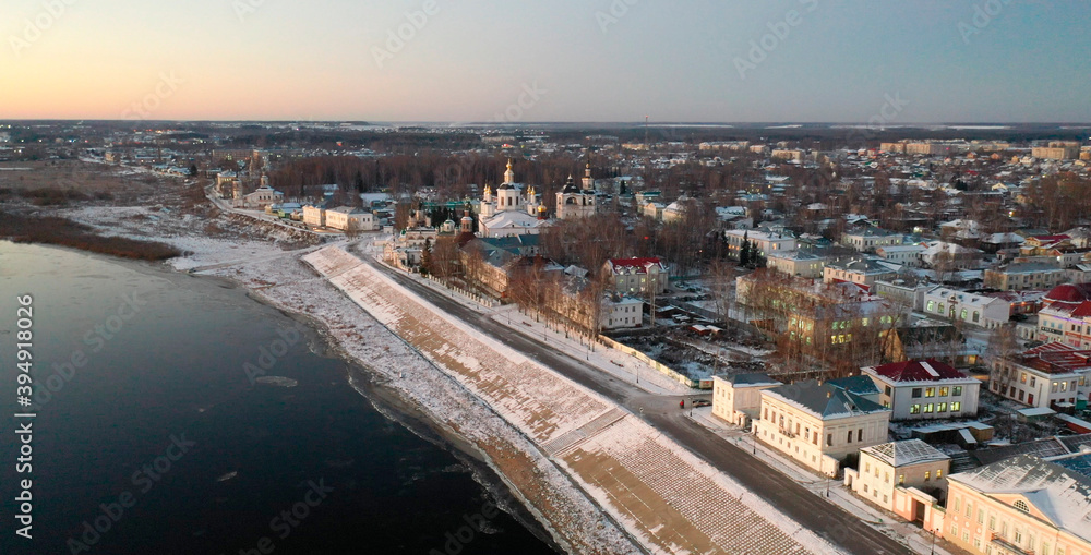 winter panorama of the historical center of Veliky Ustyug