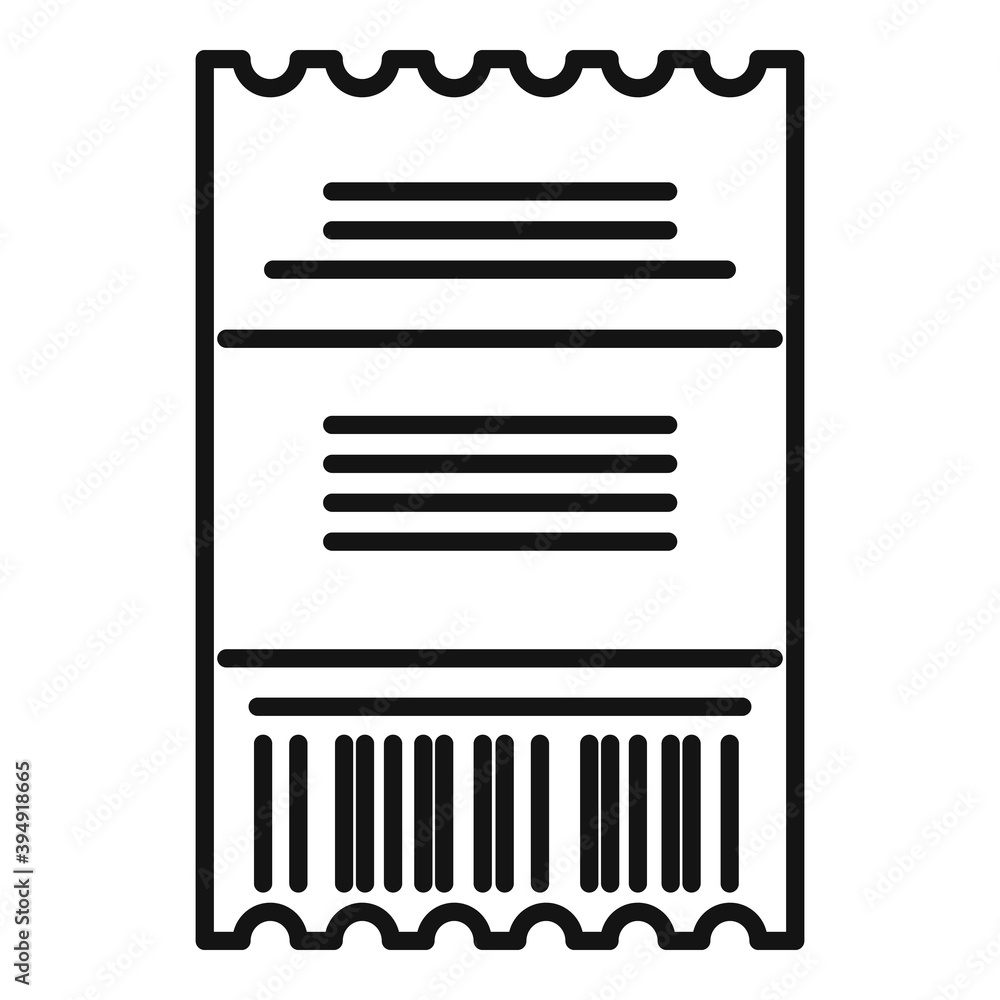 Duty free pay check icon. Outline duty free pay check vector icon for web design isolated on white background Duty free pay check icon. Outline duty free pay check vector icon for web design isolated on white background