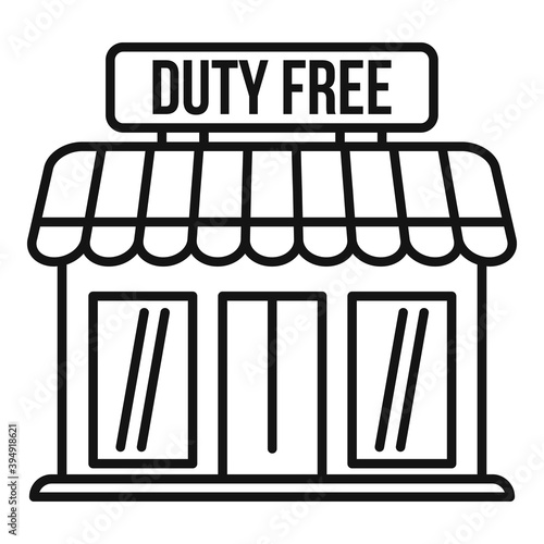 Duty free shop icon. Outline duty free shop vector icon for web design isolated on white background