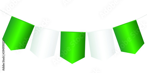 Green and white  garland flags isolated on white