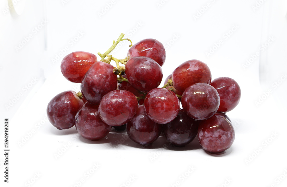 Red Grapes isolated on over white background.