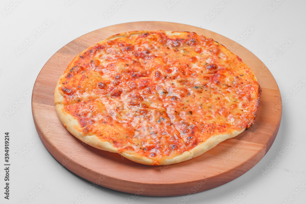 Pizza Margherita isolated over white background. Top view. Pizza Margherita isolated over white background. Top view.