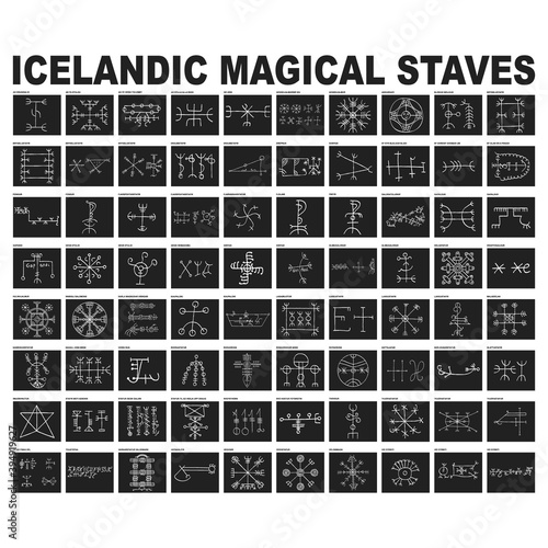 Vector icon set with Icelandic magical symbols  for your project