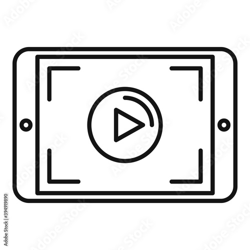 Tablet video recording icon. Outline tablet video recording vector icon for web design isolated on white background