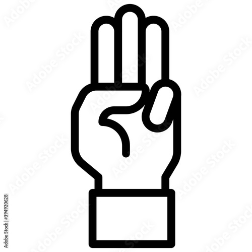 Three-finger salute icon, Protest related vector