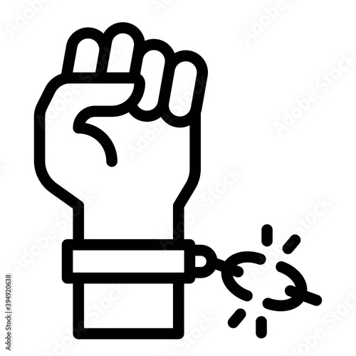 Hand with broken chain icon, Protest related vector