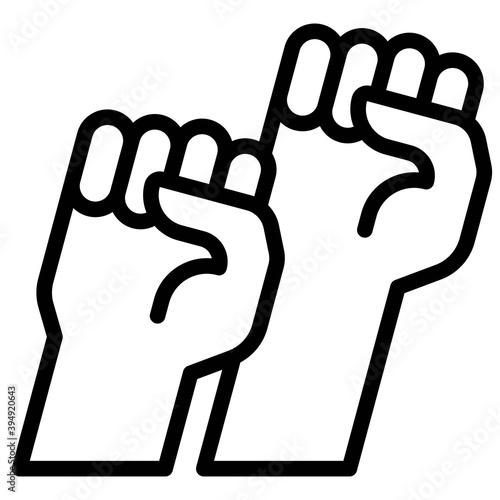 Raised fist icon, Protest related vector