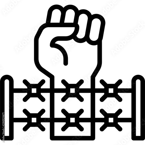 Fist with barbed wire icon, Protest related vector