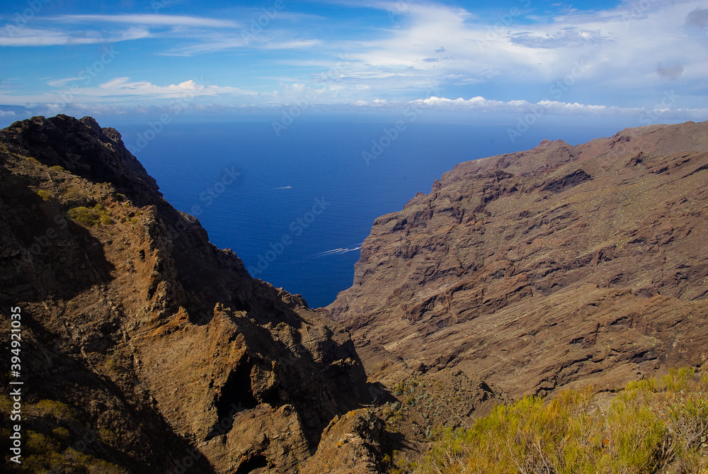 Landscape of Tenerife Island, blue sky. High quality photo