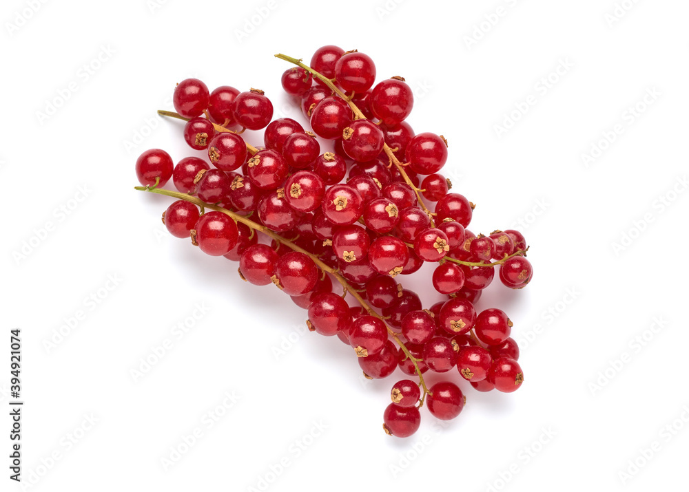 Creative layout made of red currant on the white background. Flat lay. Food concept. Creative layout made of red currant on the white background. Flat lay. Food concept.