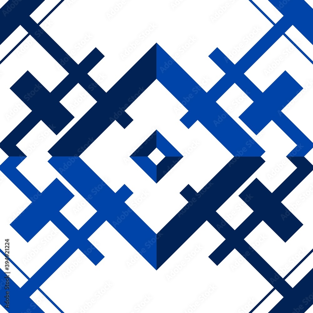 Seamless blue pattern. Blue and white geometric design background Seamless blue pattern. Blue and white geometric design background