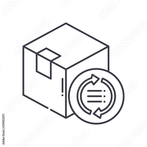 Order fulfillment icon, linear isolated illustration, thin line vector, web design sign, outline concept symbol with editable stroke on white background.